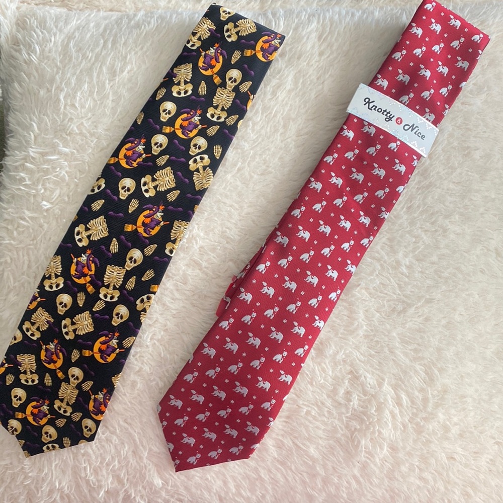 2 Holiday ties (Christmas and Halloween)